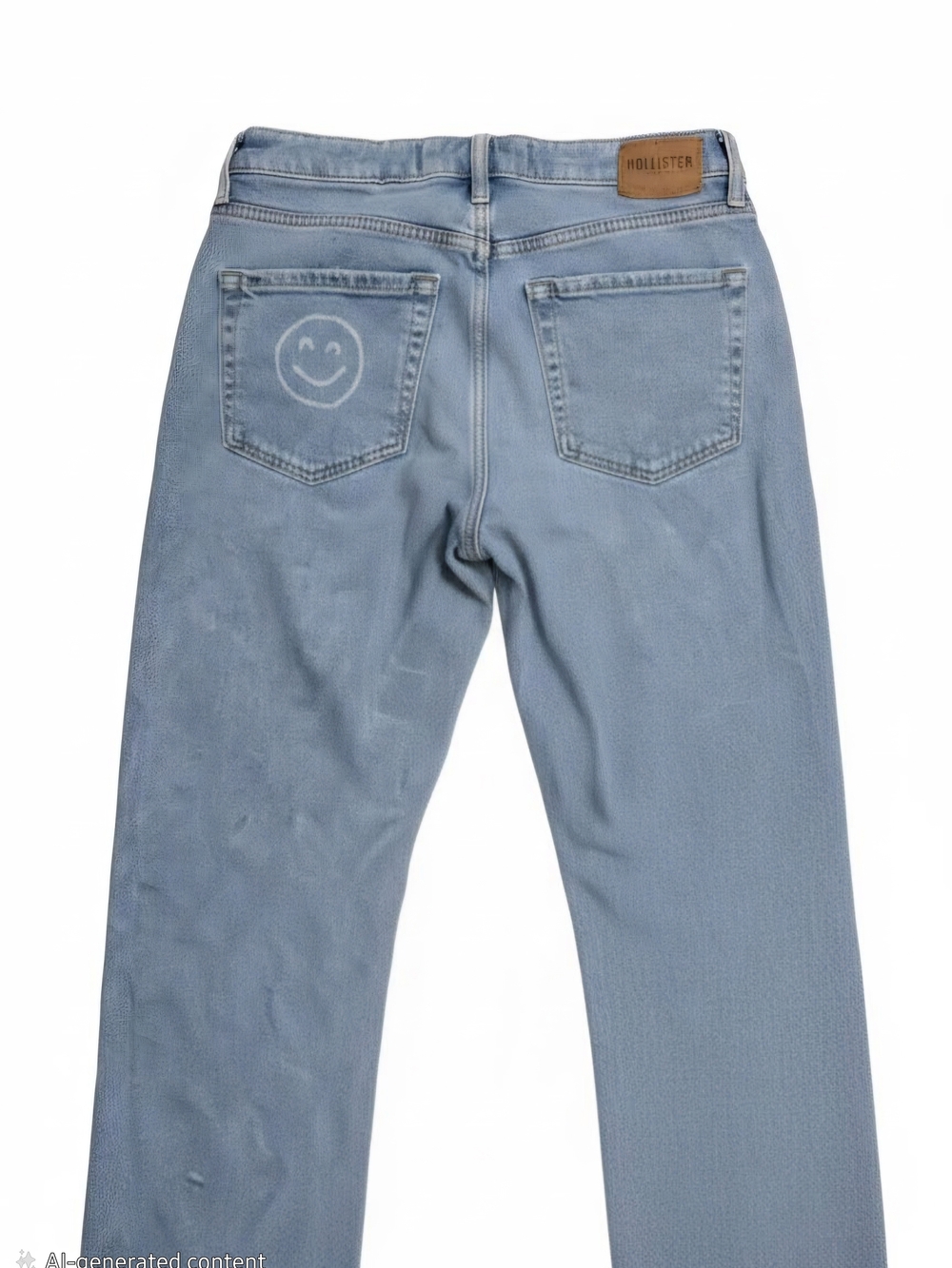 Hollister Light Blue Straight-Leg Jeans with Back Pocket Smile